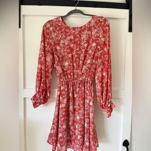 Spring/Summer/Fall Long Sleeve Mid-Thigh Pink with floral dress